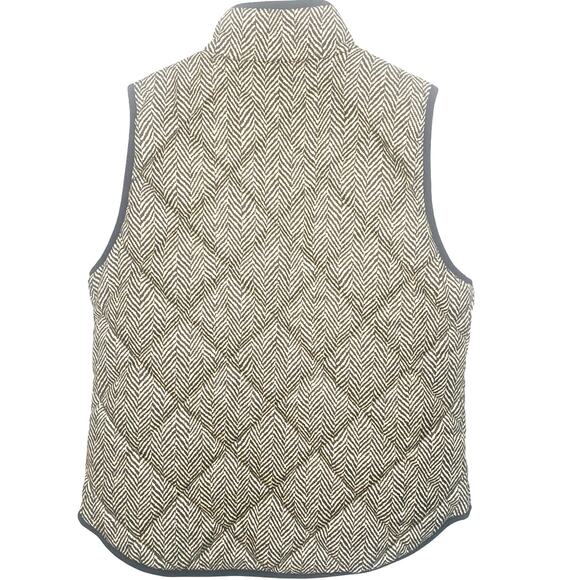 J Crew Diamond Quilted Puffer Vest M Houndstooth Black Cream  Preppy Womens - Picture 6 of 11